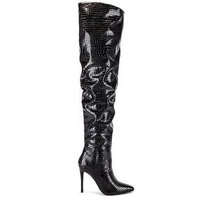 Steve Madden Harlow Black Croco Embossed Over The Knee High Heel Boots Size 8